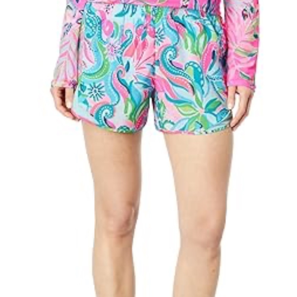 Lilly Pulitzer luxletic ocean Trail short turquoise oasis golden hour XXS NWT